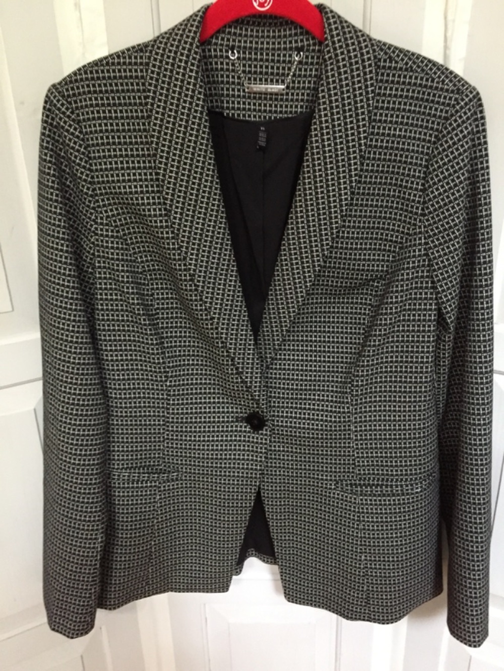 White House Black Market Black and White Patterned Blazer - Picture 2 of 14
